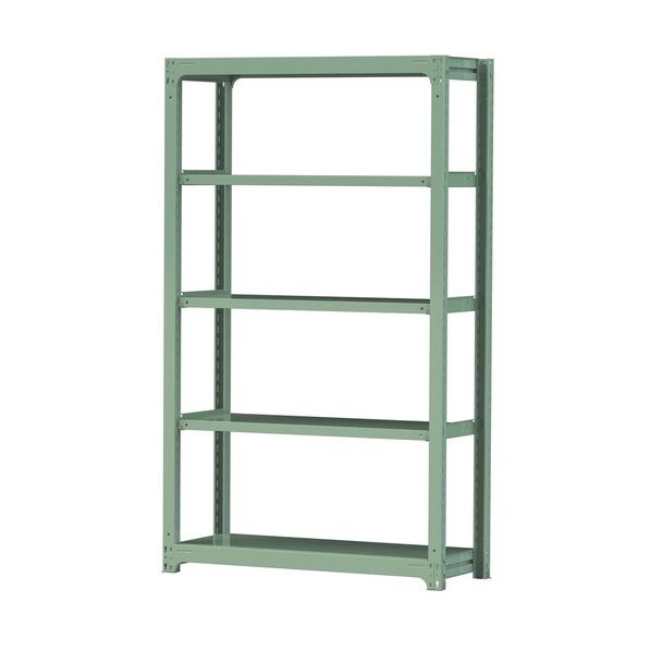 ※法人専用品※山金工業 ボルトレス中量ラック 500kg/段 W1200×D480×H2100mm 天地5段 ライトグリーン ライトグリーン 5S7448-5G 0|DIY FACTORY ONLINE SHOP