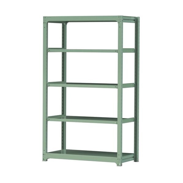 ※法人専用品※山金工業 ボルトレス中量ラック 500kg/段 W1200&times;D620&times;H2100mm 天地5段 ライトグリーン ライトグリーン 5S7462-5G 0｜DIY FACTORY ONLINE SHOP