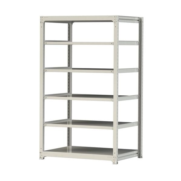 ※法人専用品※山金工業 ボルトレス中量ラック 500kg/段 W1200&times;D910&times;H2100mm 天地6段 ホワイトグレー ホワイトグレー 5S7491-6W 0｜DIY FACTORY ONLINE SHOP