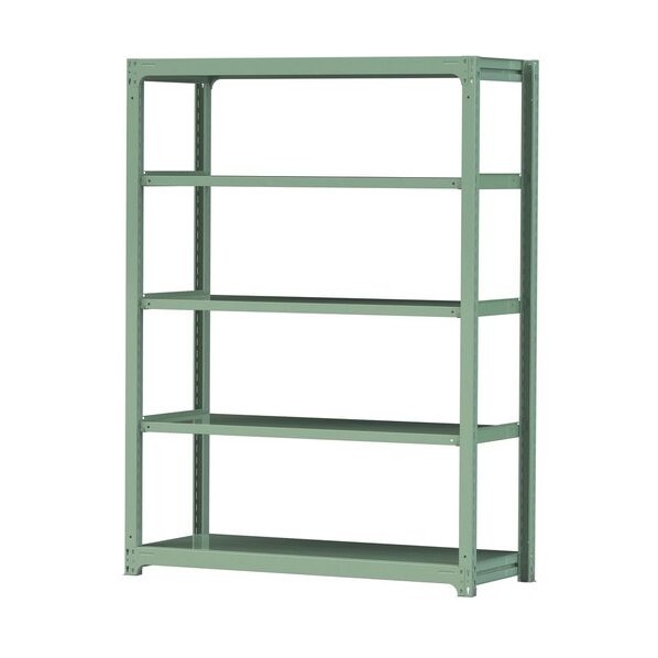 ※法人専用品※山金工業 ボルトレス中量ラック 500kg/段 W1500&times;D620&times;H2100mm 天地5段 ライトグリーン ライトグリーン 5S7562-5G 0｜DIY FACTORY ONLINE SHOP
