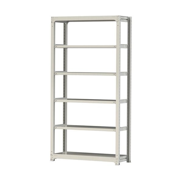 ※法人専用品※山金工業 ボルトレス中量ラック 500kg/段 W1200&times;D480&times;H2400mm 天地6段 ホワイトグレー ホワイトグレー 5S8448-6W 0｜DIY FACTORY ONLINE SHOP 65,901円
