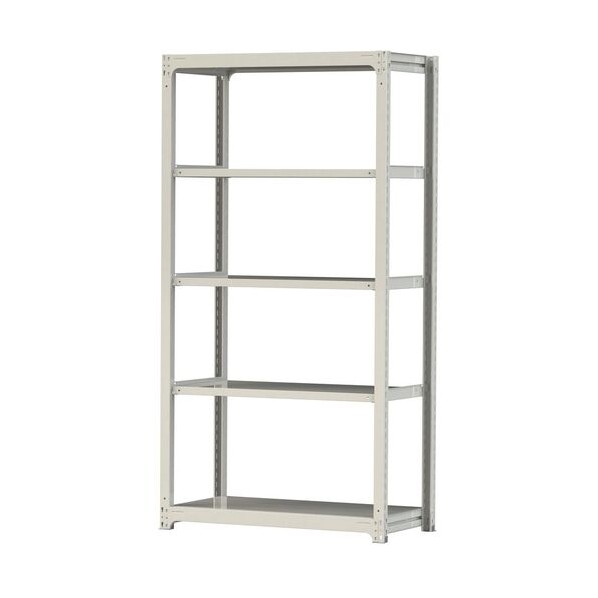 ※法人専用品※山金工業 ボルトレス中量ラック 500kg/段 W1200&times;D620&times;H2400mm 天地5段 ホワイトグレー ホワイトグレー 5S8462-5W 0｜DIY FACTORY ONLINE SHOP 65,901円