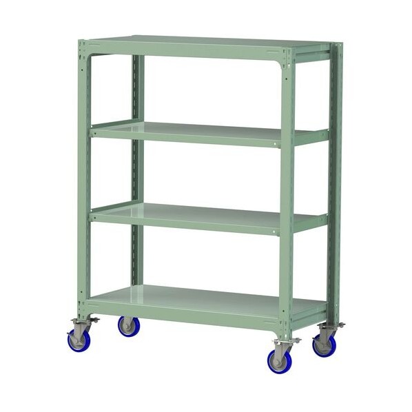 ※法人専用品※山金工業 中量ラック移動式 150kg/段 W1200&times;D620&times;H1677mm 天地4段 ライトグリーン ライトグリーン 3SC5462-4GUF 0｜DIY FACTORY ONLINE SHOP