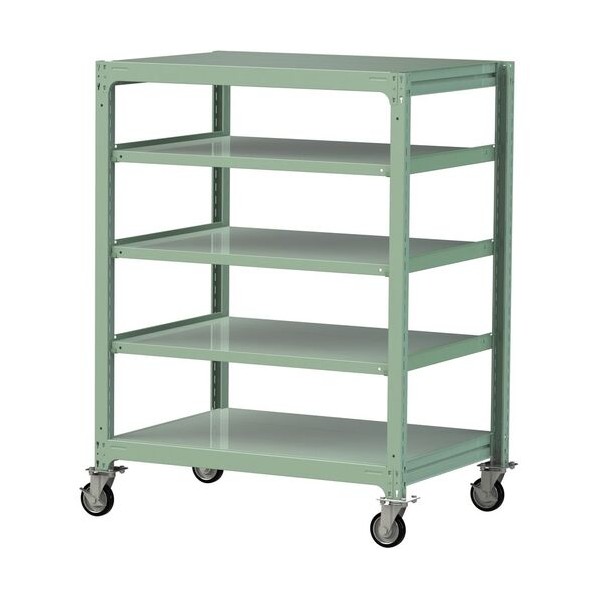 ※法人専用品※山金工業 中量ラック移動式 150kg/段 W1200&times;D910&times;H1677mm 天地5段 ライトグリーン ライトグリーン 3SC5491-5GRF 0｜DIY FACTORY ONLINE SHOP