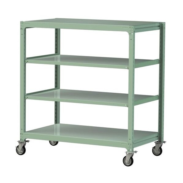 ※法人専用品※山金工業 中量ラック移動式 150kg/段 W1500×D910×H1677mm 天地4段 ライトグリーン ライトグリーン 3SC5591-4GRF 0|DIY FACTORY ONLINE SHOP