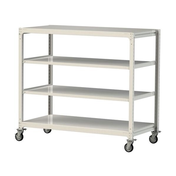 中量ラック移動式 150kg/段 W1800×D910×H1677mm 天地4段 ホワイトグレー ホワイトグレー 3SC5691-4WRF
