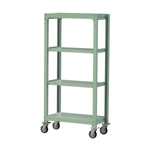 ※法人専用品※山金工業 中量ラック移動式 150kg/段 W900&times;D480&times;H1977mm 天地4段 ライトグリーン ライトグリーン 3SC6348-4GRF 0｜DIY FACTORY ONLINE SHOP