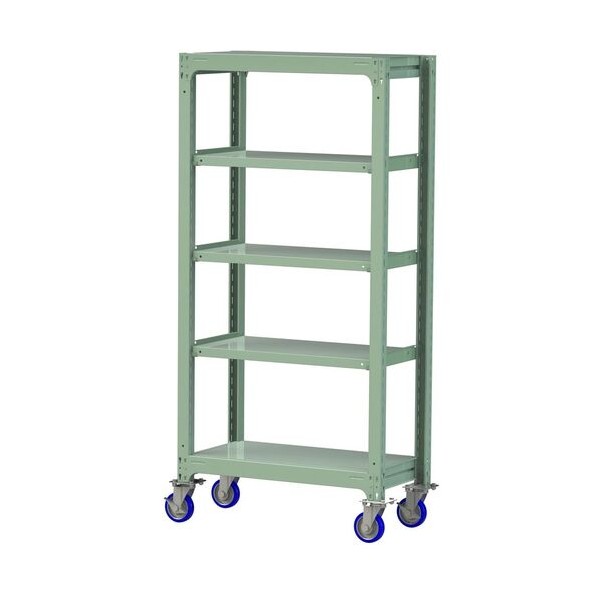 ※法人専用品※山金工業 中量ラック移動式 150kg/段 W900×D480×H1977mm 天地5段 ライトグリーン ライトグリーン 3SC6348-5GUF 0|DIY FACTORY ONLINE SHOP
