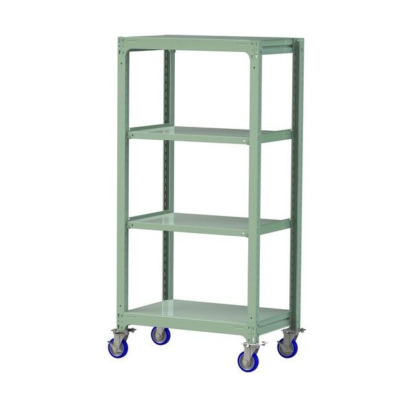 ※法人専用品※山金工業 中量ラック移動式 150kg/段 W900&times;D620&times;H1977mm 天地4段 ライトグリーン ライトグリーン 3SC6362-4GUF 0｜DIY FACTORY ONLINE SHOP