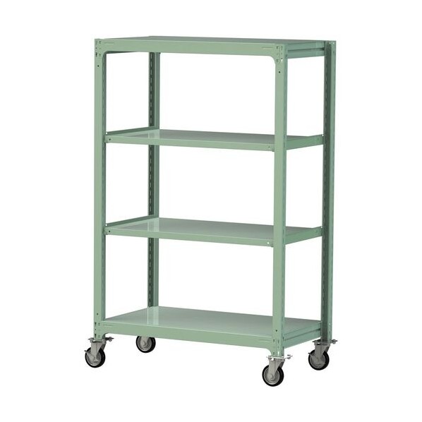 ※法人専用品※山金工業 中量ラック移動式 150kg/段 W1200×D700×H1977mm 天地4段 ライトグリーン ライトグリーン 3SC6470-4GRF 0|DIY FACTORY ONLINE SHOP