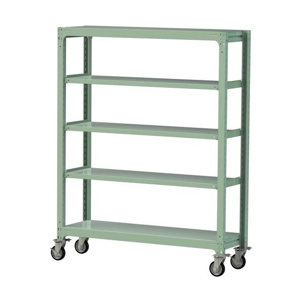 ※法人専用品※山金工業 中量ラック移動式 150kg/段 W1500×D480×H1977mm 天地5段 ライトグリーン ライトグリーン 3SC6548-5GRF 0|DIY FACTORY ONLINE SHOP
