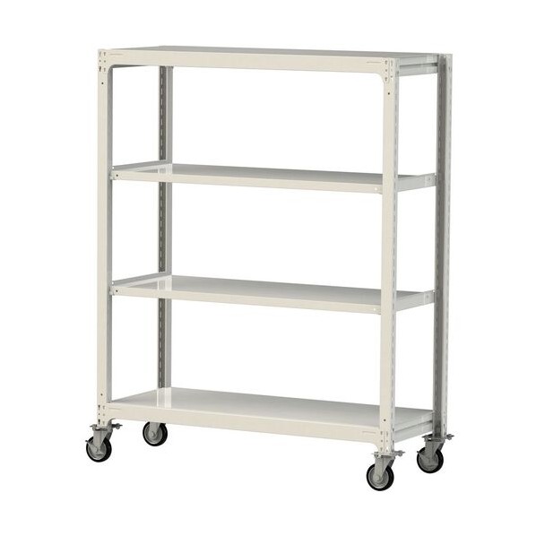 中量ラック移動式 150kg/段 W1500×D620×H1977mm 天地4段 ホワイトグレー ホワイトグレー 3SC6562-4WRF