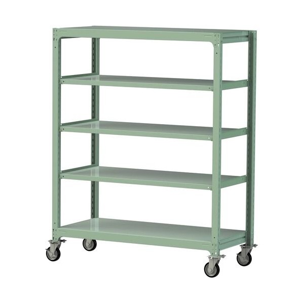 ※法人専用品※山金工業 中量ラック移動式 150kg/段 W1500&times;D700&times;H1977mm 天地5段 ライトグリーン ライトグリーン 3SC6570-5GRF 0｜DIY FACTORY ONLINE SHOP