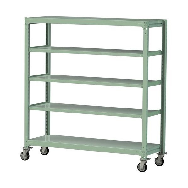 ※法人専用品※山金工業 中量ラック移動式 150kg/段 W1800&times;D620&times;H1977mm 天地5段 ライトグリーン ライトグリーン 3SC6662-5GRF 0｜DIY FACTORY ONLINE SHOP