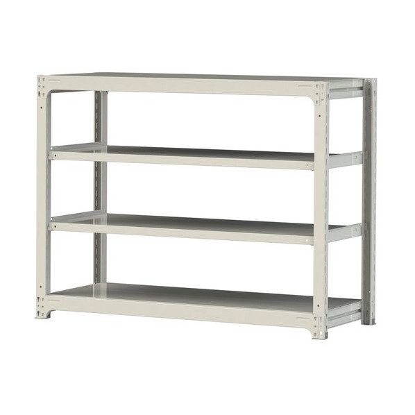 ※法人専用品※山金工業 ボルトレス中量ラック 500kg/段 W1500&times;D620&times;H1200mm 天地4段 ホワイトグレー ホワイトグレー 5S4562-4W 0｜DIY FACTORY ONLINE SHOP
