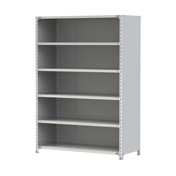 ボルト式軽量ラック 3方パネル付 120kg/段 W1500×D600×H2100mm 天地6段 ホワイトグレー ホワイトグレー 1.2S7560P-6W