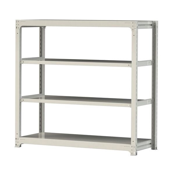 ※法人専用品※山金工業 ボルトレス中量ラック 500kg/段 W1500×D620×H1500mm 天地4段 ホワイトグレー ホワイトグレー 5S5562-4W 0|DIY FACTORY ONLINE SHOP