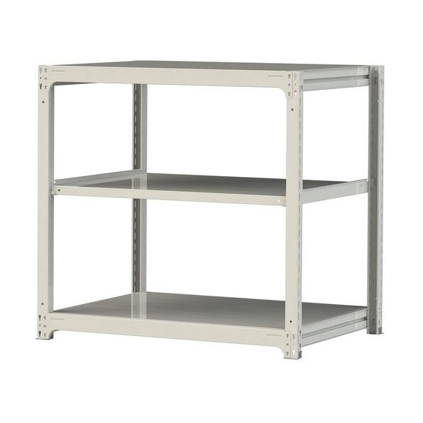 ※法人専用品※山金工業 ボルトレス中量ラック 300kg/段 W1200×D910×H1200mm 天地3段 ホワイトグレー ホワイトグレー 3S4491-3W 0|DIY FACTORY ONLINE SHOP