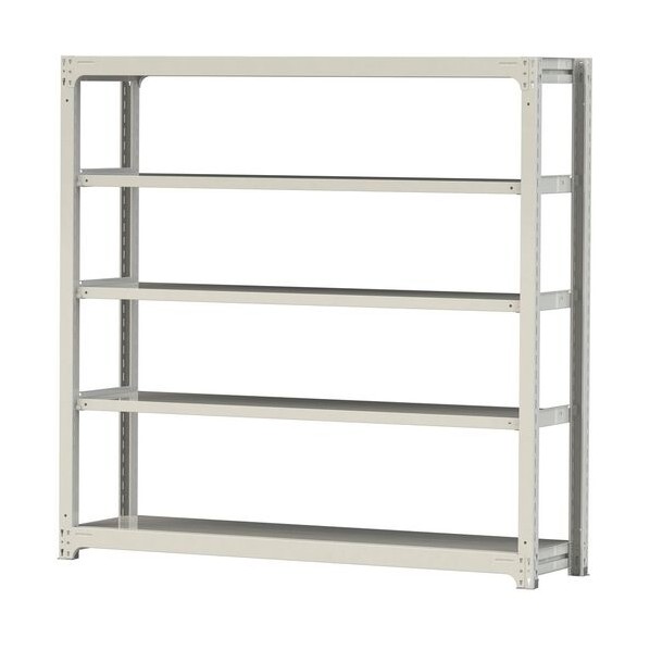 ※法人専用品※山金工業 ボルトレス中量ラック 300kg/段 W1800&times;D480&times;H1800mm 天地5段 ホワイトグレー ホワイトグレー 3S6648-5W 0｜DIY FACTORY ONLINE SHOP