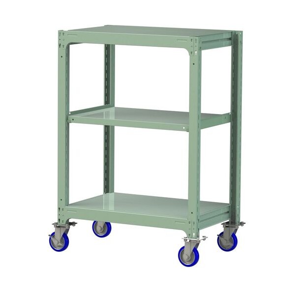 ※法人専用品※山金工業 中量ラック移動式 150kg/段 W900&times;D620&times;H1377mm 天地3段 ライトグリーン ライトグリーン 3SC4362-3GUF 0｜DIY FACTORY ONLINE SHOP