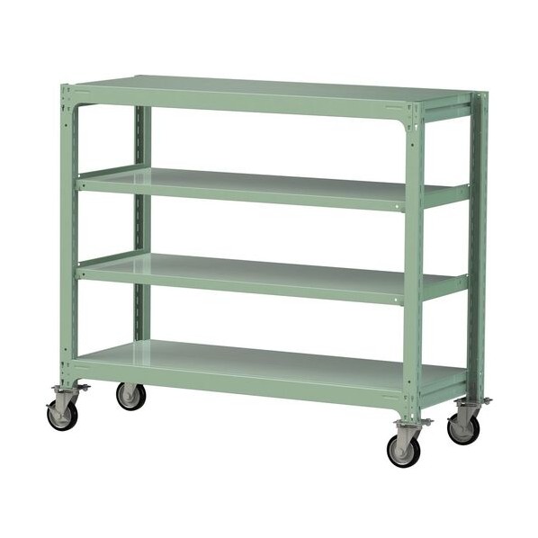 ※法人専用品※山金工業 中量ラック移動式 150kg/段 W1500&times;D620&times;H1377mm 天地4段 ライトグリーン ライトグリーン 3SC4562-4GRF 0｜DIY FACTORY ONLINE SHOP