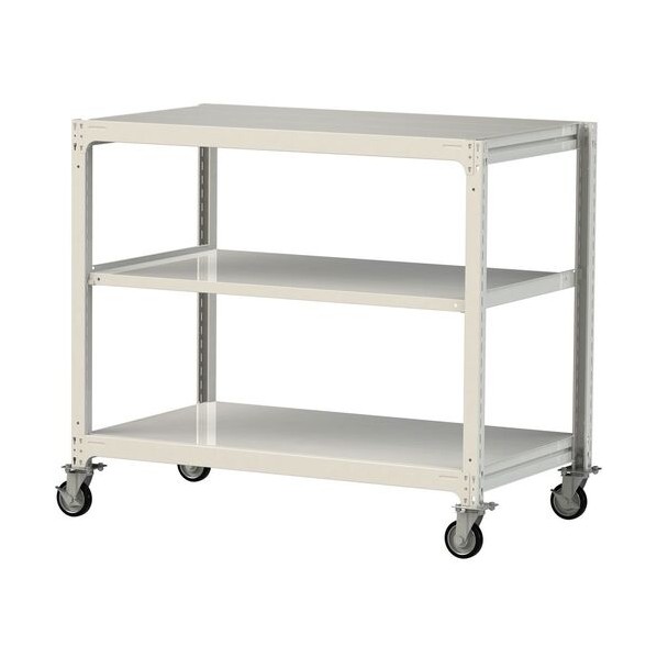 ※法人専用品※山金工業 中量ラック移動式 150kg/段 W1500&times;D910&times;H1377mm 天地3段 ホワイトグレー ホワイトグレー 3SC4591-3WRF 0｜DIY FACTORY ONLINE SHOP
