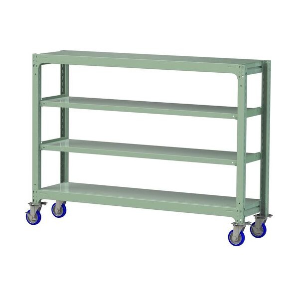 ※法人専用品※山金工業 中量ラック移動式 150kg/段 W1800×D480×H1377mm 天地4段 ライトグリーン ライトグリーン 3SC4648-4GUF 0|DIY FACTORY ONLINE SHOP