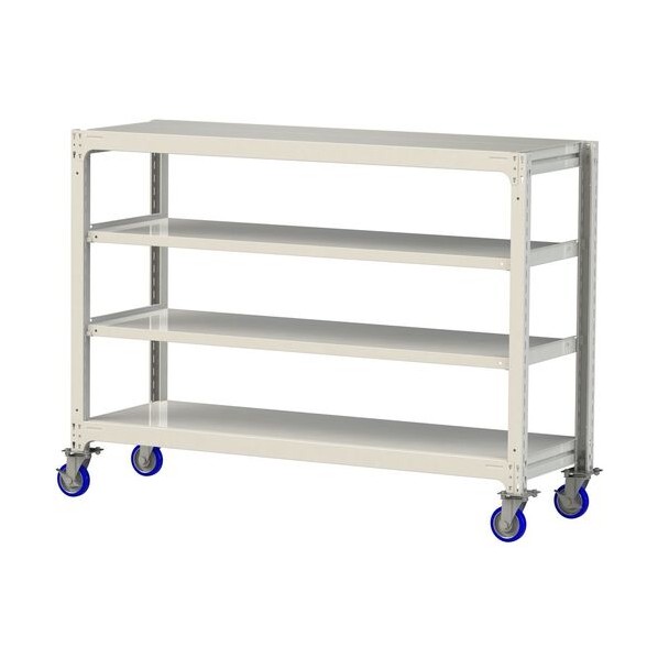 中量ラック移動式 150kg/段 W1800×D620×H1377mm 天地4段 ホワイトグレー ホワイトグレー 3SC4662-4WUF