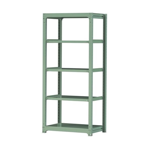 ※法人専用品※山金工業 ボルトレス中量ラック 300kg/段 W900×D620×H2100mm 天地5段 ライトグリーン ライトグリーン 3S7362-5G 0|DIY FACTORY ONLINE SHOP