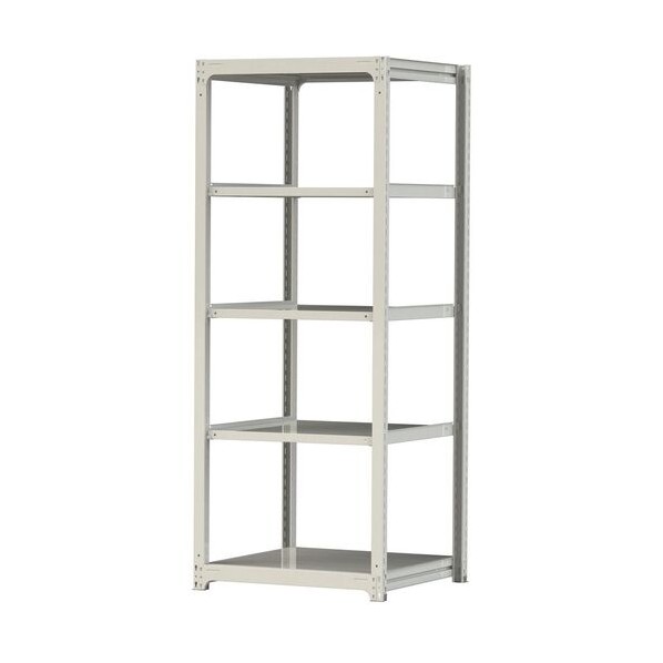 ※法人専用品※山金工業 ボルトレス中量ラック 300kg/段 W900&times;D910&times;H2400mm 天地5段 ホワイトグレー ホワイトグレー 3S8391-5W 0｜DIY FACTORY ONLINE SHOP