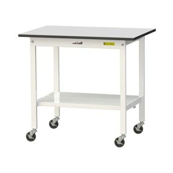 ※法人専用品※山金工業 ワークテーブル 移動式 全面棚板付 ライトグレー(天板)/シルキーホワイト( SURC-960TT-GYW 1UNT｜DIY FACTORY ONLINE SHOP