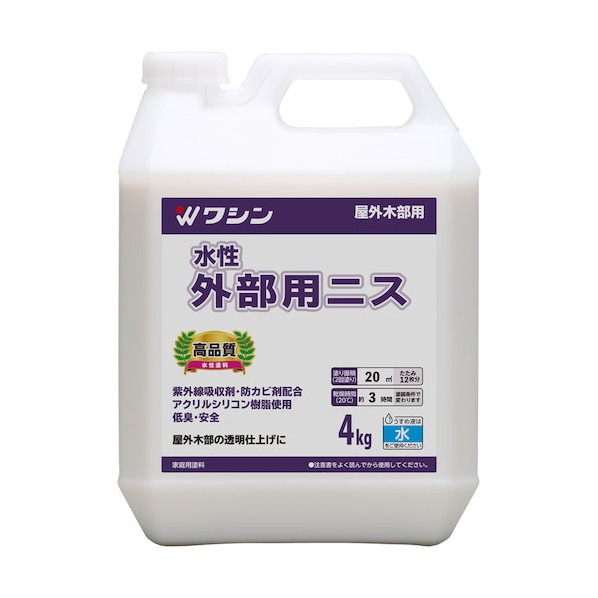 和信ペイント 水性外部用ニス 4kg 透明クリヤー #801055 1個｜DIY FACTORY ONLINE SHOP