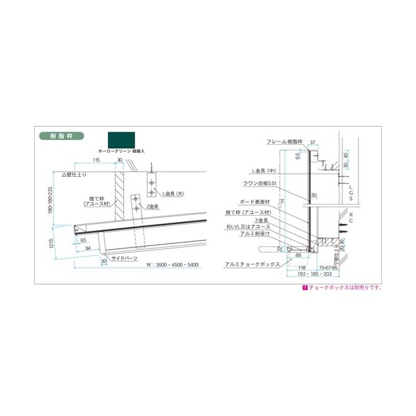 ホーローグリーン暗線入樹脂枠大型曲面黒板 GJR415X