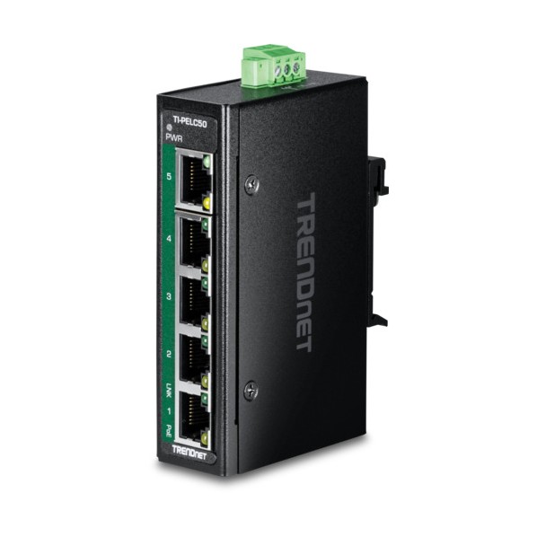 5界面製作用ファストイーサネットPoE＋DINレールミニスイッチ TI-PELC50 1個