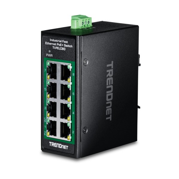 8界面工業用ファストイーサネットPoE＋DINレールミニスイッチ TI-PELC80 1個