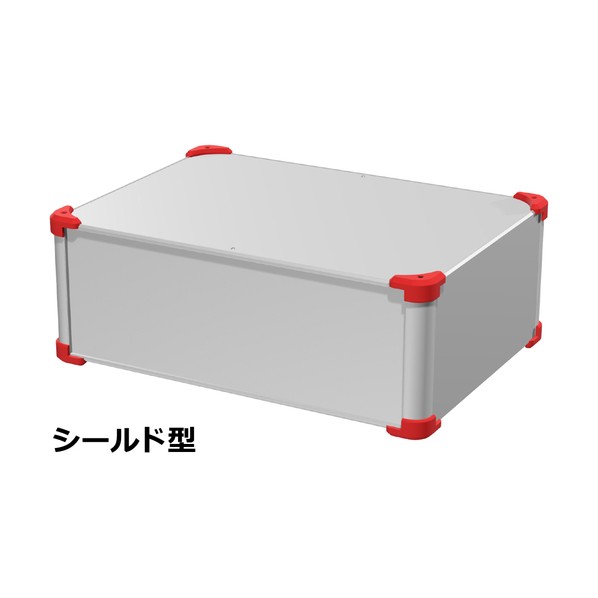 ※法人専用品※タカチ電機工業 コーナーガード付EMCシールドケース シルバー/レッド AUGE177-50-36-SR 1台｜DIY FACTORY ONLINE SHOP 26,384円