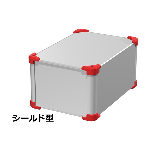 ※法人専用品※タカチ電機工業 コーナーガード付EMCシールドケース シルバー/レッド AUGE177-25-36-SR 1台｜DIY FACTORY ONLINE SHOP