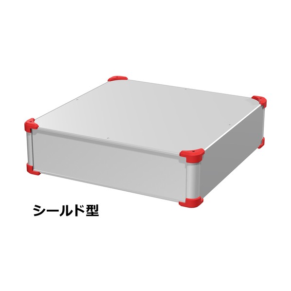 タカチ電機工業 コーナーガード付EMCシールドケース シルバー / レッド AUGE133-50-50-SR 0