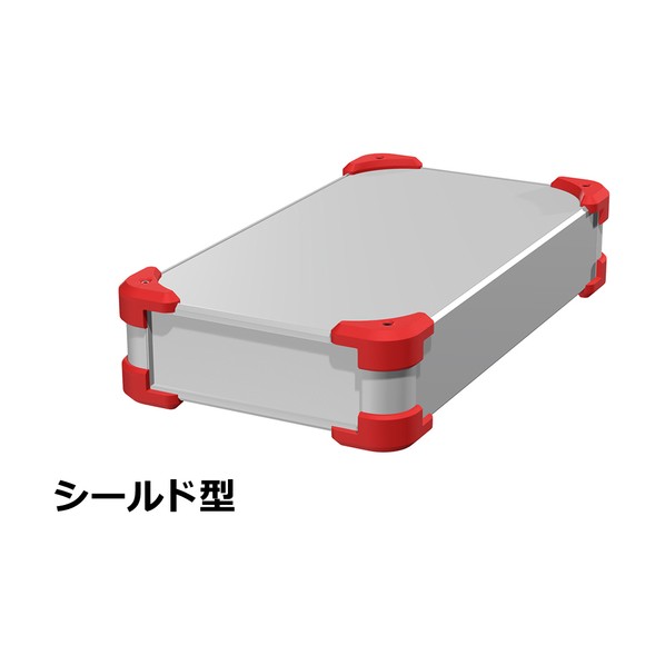 タカチ電機事業 端っこかばい立て付EMC遮蔽物入れもの しろがね色/赤いこと AUGE66-20-36-SR 0 電設資材-花・ガーデン・DIY-配線ボックス