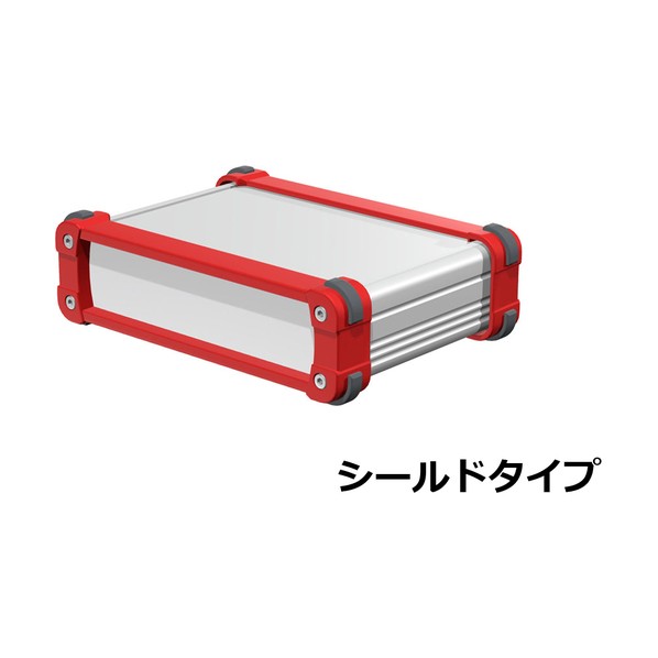 タカチ電機工業 コーナーガード付アルミケース EMCシールドタイプ シルバー/レッド EXPE15-10-11SR 1点