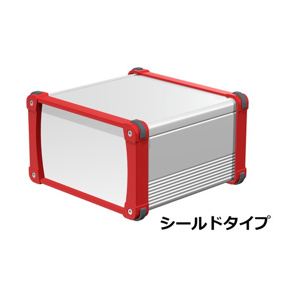 タカチ電機工業 コーナーガード付アルミケース EMCシールドタイプ シルバー/レッド EXPE20-12-19SR 1点