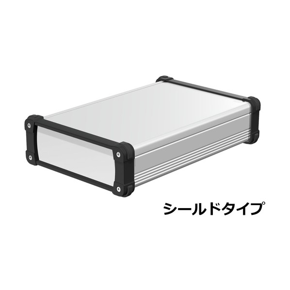 タカチ電機工業 コーナーガード付アルミケース EMCシールドタイプ シルバー/ブラック EXPE20-7-30SB 1点