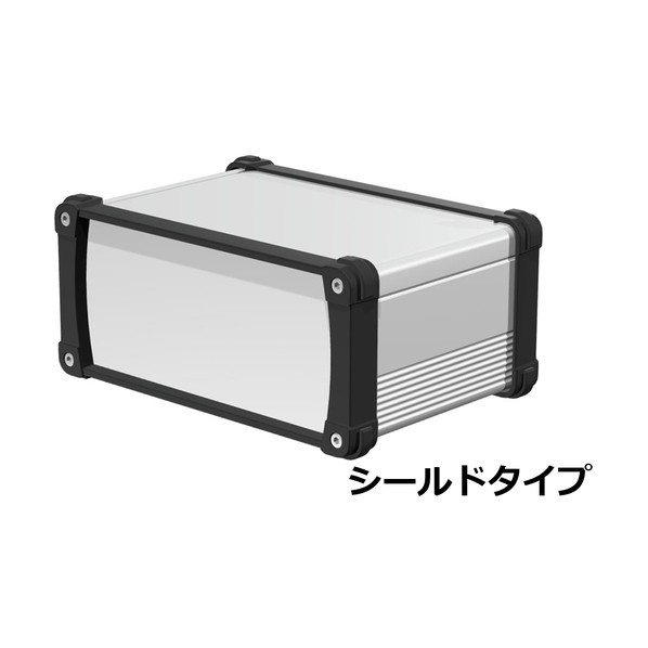 タカチ電機工業 コーナーガード付アルミケース EMCシールドタイプ シルバー/ブラック EXPE24-11-17SB 1点