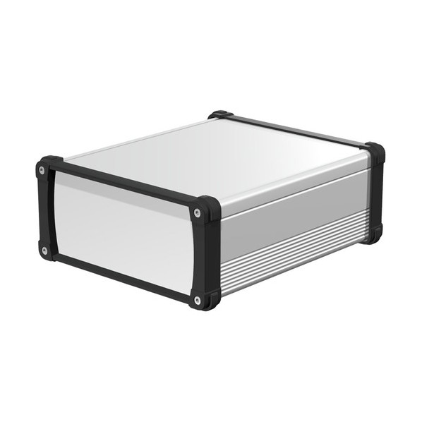 タカチ電機産業 隅っこかばい立て付アルミケースアルミパネルタイプ しろがね色/黒いこと EXP24-11-29SB 1点