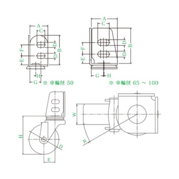 ユーエイ アングルキャスターS付自在車ナイロン車輪 123 x 58 x 47 mm 1点 +70点|DIY FACTORY ONLINE SHOP