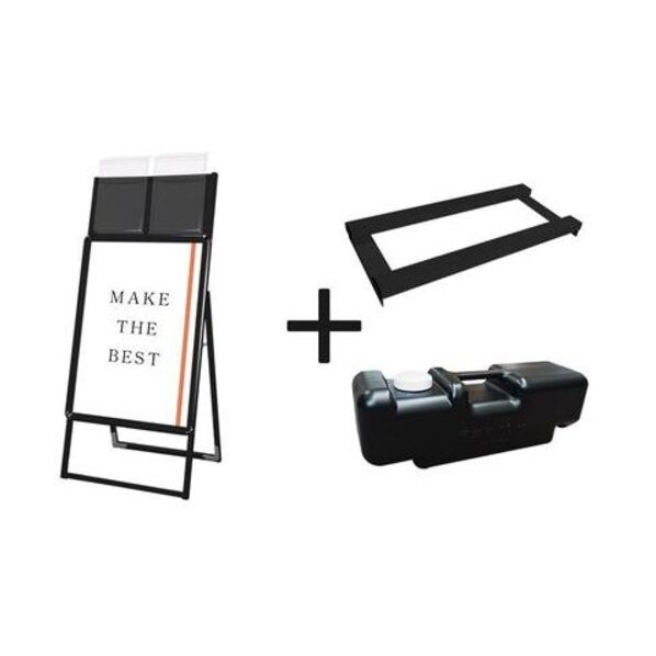 ※法人専用品※常磐精工 ポスターグリップスタンド看板カタログケース付（屋外用） B2片面ブラック ウエイトアーム･水タンクセット PGSKKB2KBG3SET