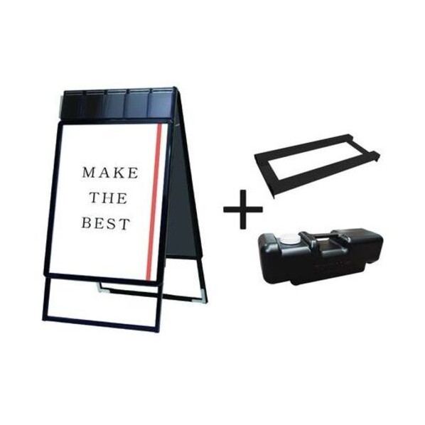 ※法人専用品※不易流行精工 ポスターグリップスタンド張り出し小冊子入れもの付（屋内用） A1両面黒いこと 加重値手･水貯蔵タンク仕掛ける PGSKPA1RB3SET