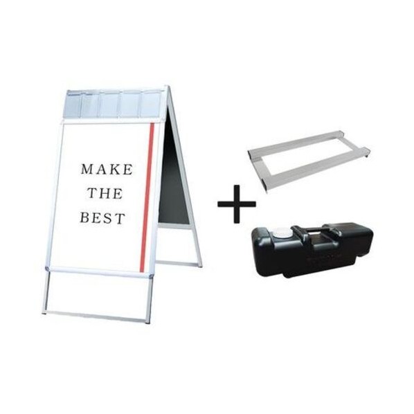 ※法人専用品※不易流行精工 ポスターグリップスタンド張り出し小冊子入れもの付（屋内用） A1両面しろがね色 加重値手･水貯蔵タンク仕掛ける PGSKPA1RS3SET