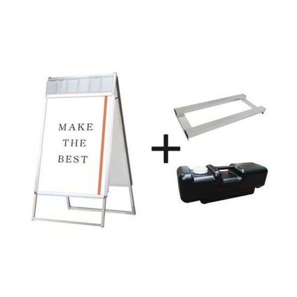 ※法人専用品※不易流行精工 ポスターグリップスタンド貼り出し小冊子容れもの付（屋内用） B1両面しろがね色 掛け目手･水貯蔵タンク書き割り PGSKPB1RS3SET
