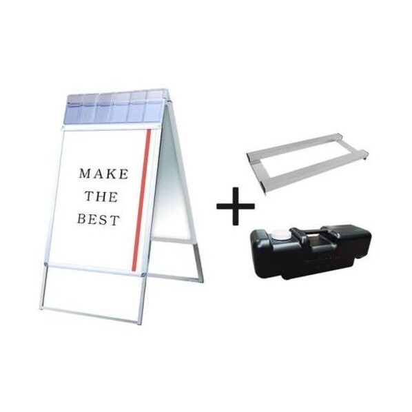 ※法人専用品※不易流行精工 ポスターグリップスタンド貼り出し小冊子容れもの付（室外用） B1両面しろがね色 掛け目手･水貯蔵タンク書き割り PGSKPB1RSG3SET